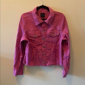 JUSTUSA Cropped Fushia Cropped Jean Jacket SZ XL